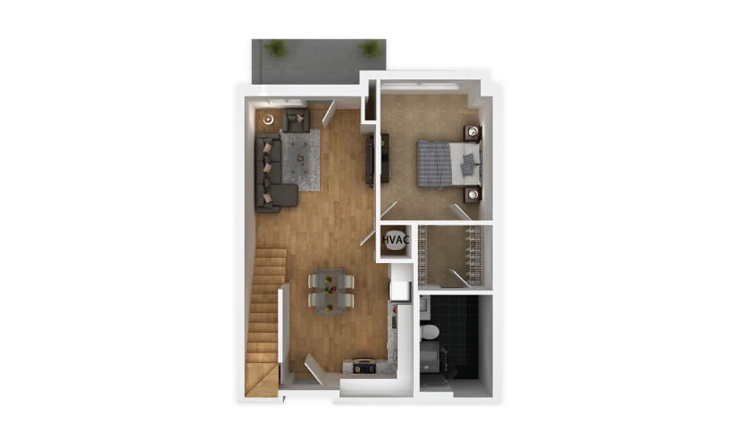 Silver - 3 bedroom floorplan layout with 2 bathrooms and 1230 square feet